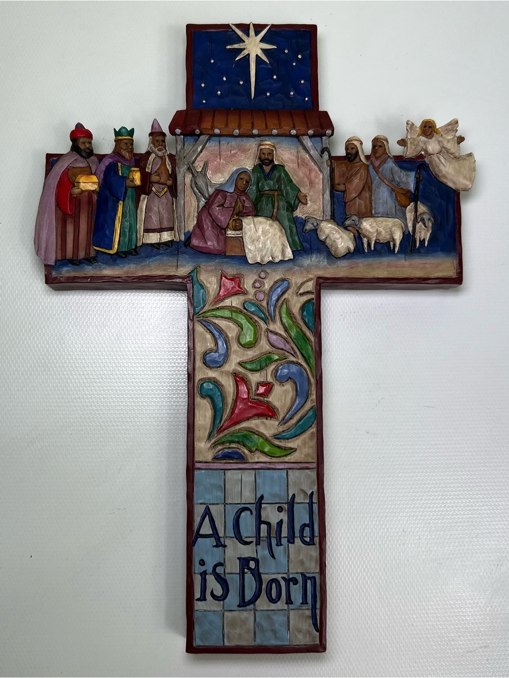 JIm Shore A Child Is Born Navity Cross 2006 Wall Hanging #4007044